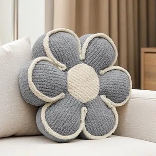 Aryan Graues Blumen-Überwurfkissen, Bodenkissen, 40,6 cm, niedliches dekoratives Kissen, Gänseblümchen, Kissen für Sofa, Couch, Stuhl, Bett, Teenager, Mädchen, Schlafzimmer, Dekoration, ästhetisch