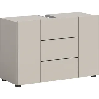 Waschbeckenunterschrank WELLTIME "BIEL, Breite: 82 cm, 3 Türen, 4 Fächer, Siphonausschnitt", kashmir nachbildung, schwarz, B:82cm H:56cm, FSC-zertifizierter Holzwerkstoff, Schränke, Waschbeckenunterschrank, Waschbeckenunterschrank, Unterschrank, WBU, Badezimmer, Bad, Topseller