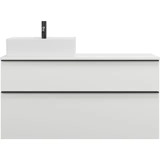 burgbad Eqio Keramik-Aufsatzwaschtisch quadratisch, links, inklusive Waschtischunterschrank mit 2 Schubladen, Breite 1200mm, SGUQ120LF2009C0001G0252