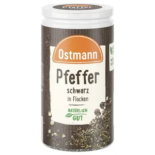 Ostmann Gewürze - Schwarze Pfefferflocken | 25 g in der Streudose | Grober Pfeffer für intensiv-schwarfen Geschmack | Mit praktischem Streuaufsatz