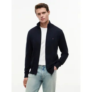 Tommy Hilfiger Herren, Pullover mit Reißverschluss Essential Cotton Zip Thru Stehkragen