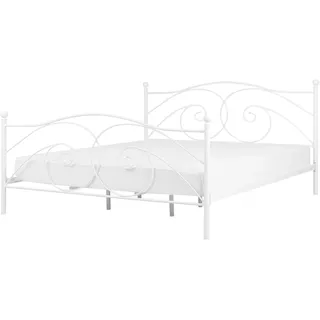 Beliani Metallbett 140/200cm Weiß Dinard , Metall , 140x200 cm , Schlafzimmer, Betten, Metallbetten