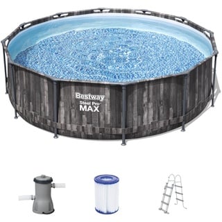 Steel Pro Max Frame Pool Set 366 x 100 cm holzoptik inkl. Filterpumpe