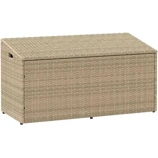 Garten Aufbewahrungsbox Beige 110 x 50 x 58 cm PE Rattan, Kissenbox Auflagenbox Outdoor Truhe mit wasserabweisender Tasche für Balkon Terrasse Garten Ordnung - Beige