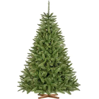 FairyTrees Weihnachtsbaum künstlich 180cm FICHTE Natur mit Christbaum Holzständer | Tannenbaum künstlich mit grünem Stamm |  EU - Grün