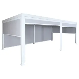 Mendler Alu Pergola HWC-L41 mit 6x Seitenwand, Lamellen-Pavillon, stabiles 8cm-Metall-Gestell 3x6m ~ weiß
