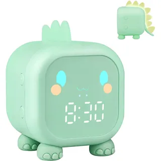 Ayybboo Kinderwecker Digital Dinosaurier Jungen Mädchen mit Nachtlichter,Schlaftrainer,Snooze,Countdown,Wecker für Kinder Schlafzimmer Geschenk (Hellgrün)