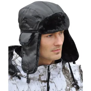 Mil-Tec Piloten, Pelzmütze MA1 schwarz, Größe 59-60