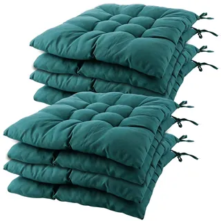 DAJAVE 8er Set Sitzkissen Stuhlkissen 40x40x3 cm (Tiefgrün) | Memory Foam Sitzpolster Orthopädisch für Bürostuhl, Rückenschmerzen, Indoor & Outdoor – Anthrazit