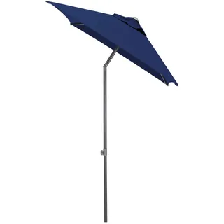Kettler Sonnenschirm , Anthrazit, Blau , Textil , 150x210 cm , 360° drehbar, höhenverstellbar, lichtecht, Knickgelenk, regenabweisend, rostfrei, stabile Strebegelenke, U-Profil-Streben, UV-beständig, wetterfest, mit Belüftung, geeignet für Balkon , Sonnenschutz, Sonnenschirme