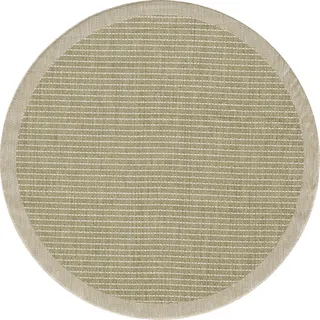 Carpetsale24 In & Outdoor Teppich Terrasse Balkon Küchenteppich Wetterfest Sisal Optik Flachgewebe Einfarbig mit Struktur, Grösse: 200 cm Rund - Grün