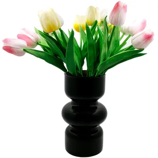 Geometrische Glasvase, Moderne Vasen Hydroponische Glasblumenvase, Tulpenvase Blumenvase Glas, Dekorative Vase für Haus Büro Hochzeit (Schwarz)