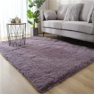 Hearda Flauschige Teppiche Wohnzimmer, rutschfest Unten Shaggy Teppich Hochflor, Waschbar Große Wohnzimmerteppich Warm Langflor Plüsch für Schlafzimmer Kinderzimmer Lounge (Grau Lila,160x200cm)
