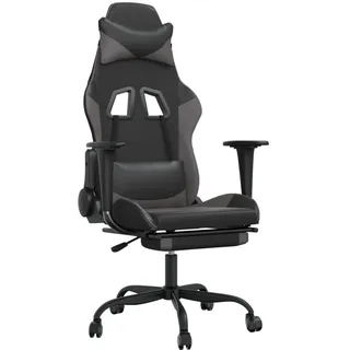 vidaXL Gaming-Stuhl mit Massage & Fußstütze Schwarz & Grau Kunstleder - Grau