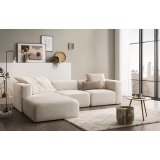 DOMO. collection Ecksofa Adrian, Modul-Sofa, L-Form aus 2 x Ecksessel, 1 x Sessel und 1 x Hocker, Modul-Couch, 4 Polster-Elemente, Eckcouch 301 x 193 x 69 cm (BxTxH), creme