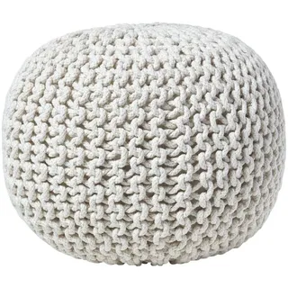 Homescapes Strick-Pouf natur, 40/40/35 cm , Textil , Uni , Rund , 40x35x40 cm , Wohnzimmer, Sessel, Hocker & Hockerbänke, Poufs