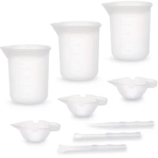 ZOCIPRO 9Stück 100 ml Silikon Messbecher Kit, Einschließen Silikon Mischfarbenrührer zum Mischen von Epoxidharzen, 10ml Cup Messbecher Resin Zubehör, Geeignet für Epoxidharz, Resin Art