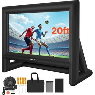 Vevor aufblasbare Filmleinwand Projektion Beamer Leinwand aus 600D, Projektionsleinwand mit tragbarer Aufbewahrungstasche, 16:9, Filmprojektion für Heimkino Mottoparty Poolspaß (476 x 200 x 378 cm)