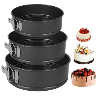 Springform Backform Rund,20/22/24 Cm Kuchenform,Backform Mit Antihaft Beschichtung Auslaufsichere Kuchenform Aus Stahl,Abnehmbarer Flachboden,Tortenform Zum Backen Verschiedener Kuchen Unt Brot