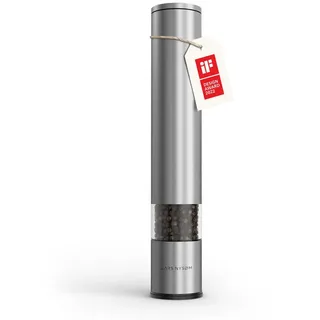 LARS NYSØM Pfeffermühle manuell groß (28,8cm) mit einstellbarem Keramikmahlwerk I Salzmühle Pfeffermühle Gewürzmühle (1 Stück) (Stainless Steel)