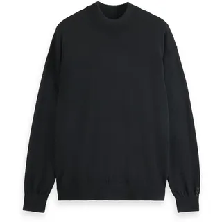 Scotch & Soda Sweatshirt »Strickpullover CORE - DROPPED SHOULDER MOCK NECK PULLOVER«, schwarz