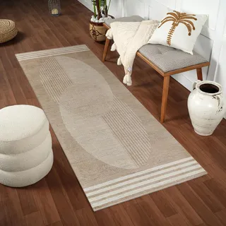 Livabliss Mombasa Wohnzimmer Boho, großer Schlafzimmer 80x220 cm - e für Esszimmer mit geometrischem Muster, Skandinavischer Wohnzimmer modern in Braun und Beige