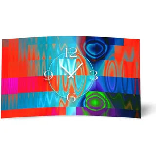 Digital Art Techno bunt Designer Wanduhr modernes Wanduhren Design leise kein ticken DIXTIME 3D-0256 - Rot