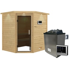 Bild KARIBU Sauna Mia - 9 kW Saunaofen mit externer Steuerung, für 3 Personen beige