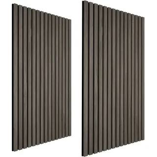 tectake Akustikpaneele 2er Set Sonic Wall II Holzoptik Echtholzfurnier Eiche grau Größe flexibel anpassbar , Silbereichenfarben, Grau , 50x1.8x110 cm , Ce , Tapeten & Wandverkleidungen, Akustikpaneele