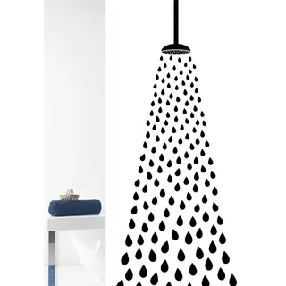 Grund Duschvorhang , Schwarz, Weiß , Kunststoff , Tropfen , 180x200 cm , Oeko-Tex® Standard 100, Made in Europe , Heimtextilien, Badtextilien, Duschvorhänge