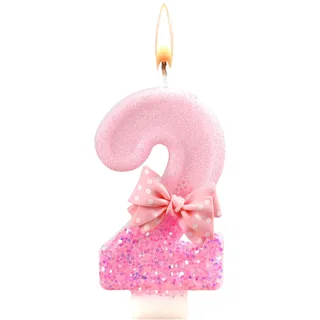 Ovanda Kerze 2 Geburtstag Mädchen,Kerze Rosa Tortendeko 2,3D Regenbogen Kerzen Rosa Geburtstagskerzes,Kerzen Zahlen 2 Lila,Geburtstagsdeko Mädchen 2 Jahre,geburtstagskerzen zahlen