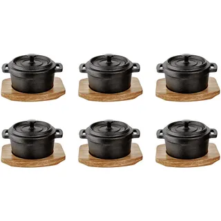 Butlers Serviertopf (6er Set) Hot Iron , Schwarz , Metall , 11x9x14 cm , Kochgeschirr, Auflaufformen