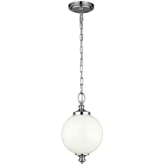 Elstead Lighting Hängeleuchte , Nickelfarben , Metall, Glas , 53 cm , Grüner Punkt, RoHS , Lampen & Leuchten, Leuchtenserien