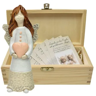 butterfly Handgefertigte Keramik Engel Figur Mit Naturholz Geschenkbox Innenbereich