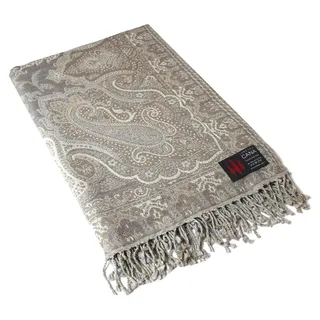 Lorenzo Cana - Decke Jacquard gewebt aus Baumwolle mit feinster Wolle vom Merino Lamm Wohndecke Sofadecke Picknickdecke Kuscheldecke Plaid Mehrfarbig Paisley 140 cm x 200 cm - 96327