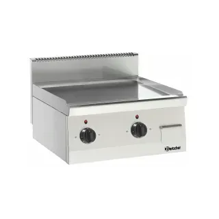 Bartscher Griddleplatte 600, B600, glatt, HV, Griddleplatte mit Fettauffangbehälter und 2 getrennt regelbaren Heizzonen, 1 Stück