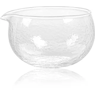 Matcha-Schale aus strukturiertem Glas mit Ausgießer, handgefertigt, japanischer Stil, Matcha-Grüntee-Zeremonie, Chawan, 400 ml, großes Glas, Salat, Brei, Saftschale