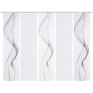 Novel Flächenvorhang , Grau, Weiß , Textil , Abstraktes , 60x245 cm , mit Flauschband , Heimtextilien, Vorhänge, Flächenvorhänge