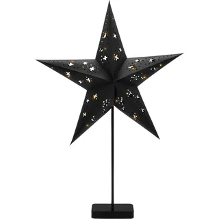 3.06 Papierstern auf Metall Ständer in schwarz - ca. 45 cm - Deko Stern mit Batteriefach im Fuß / Timer - Schwarz