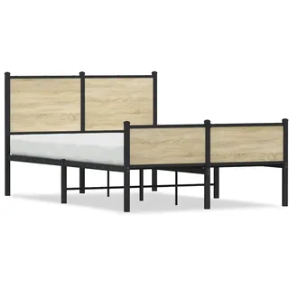 vidaXL Metallbett ohne Matratze Sonoma-Eiche 120x200 cm