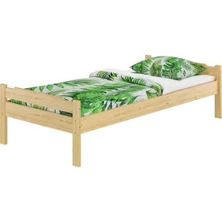 Einzelbett Bettrahmen Kiefer natur 80x200 Massivholzbett Zubehör wählbar V-60.31-08ohne Zubehör - Naturbelassen