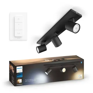 Philips Hue Milliskin 3er-Spot, Innenbeleuchtung, Schwarz | White Ambiance, 400 lm / 70 mm, warm- bis kaltweißes Licht, Aluminium, App-steuerbar, Smart Home