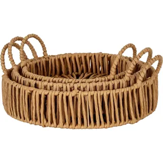 Hill Interiors - Rund Tablett-Set, Korbweide (3er-Pack) HI5209 (Einheitsgröße) (Braun) - Braun