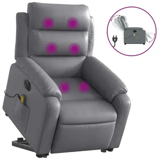 vidaXL Massagesessel mit Aufstehhilfe Elektrisch Grau Kunstleder - Grau