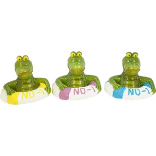 3er Set Schwimmtier Krokodil im Reifen  ca. 8 cm - Teichdekoration