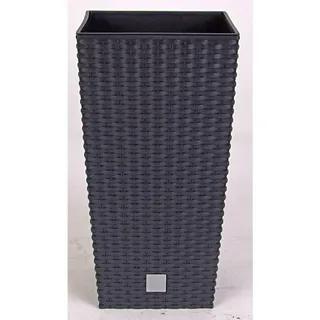 Polyrattan-Pflanzentopf mit Einsatz Blumenkübel Übertopf 22 x 42 x 22cm schwarz