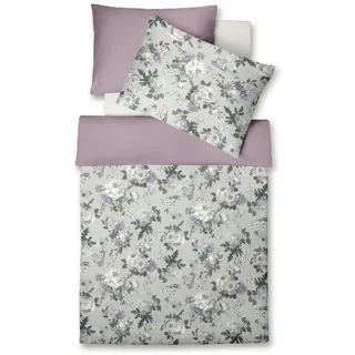 Fleuresse Bettwäsche , Weiß, Mintgrün, Olivgrün, Mauve , Textil , Floral , 140x200 cm , pflegeleicht, bügelleicht , Heimtextilien, Bettwäsche & Leintücher, Bettwäsche, Satin-Bettwäsche