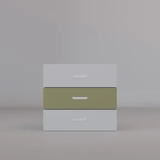 Kleine Kommode LUMI 3S, Stauraumkommode, Schubladen, Sideboard (Cashmiere + Olive) - Olive