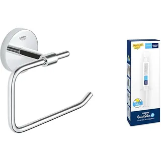 GROHE Start Cosmopolitan - Papierhalter + Kleber (Material: Metall, verdeckte Befestigung, ohne Deckel, zum Kleben oder Bohren), chrom, 41165000