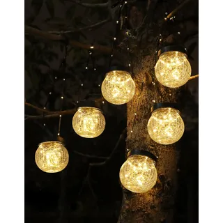 Rottogoon Solarleuchte Glas 6er Set Hängend IP65 Rissmuster